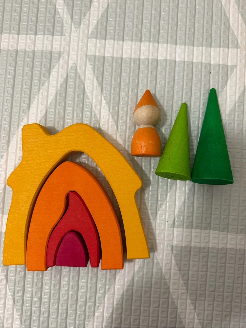 Goki Wooden Dwarf Cottage Toy - Orange & Red
